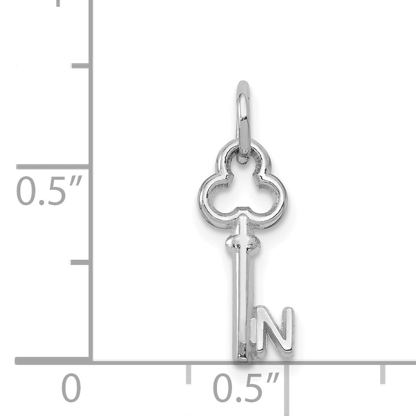 14K Weißgold Key Buchstabe N Initiale Charm