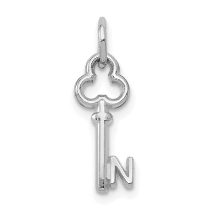 14K Weißgold Key Buchstabe N Initiale Charm