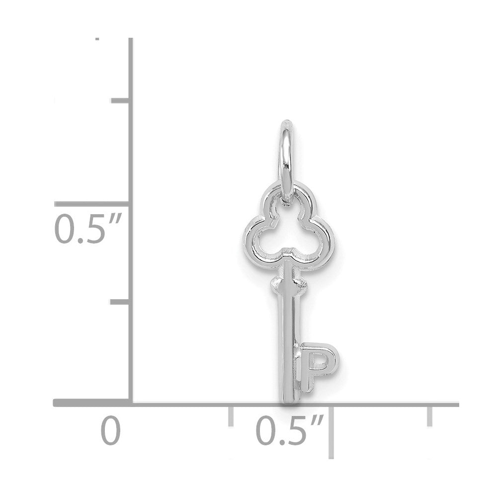 14K Weißgold Key Buchstabe P Initiale Charm