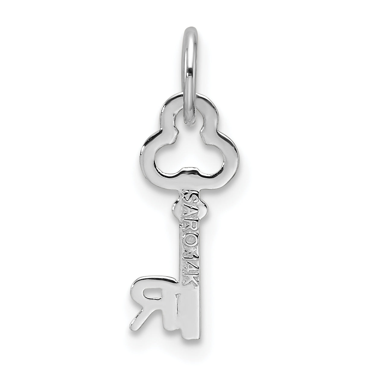 14K Weißgold Key Buchstabe R Initiale Charm