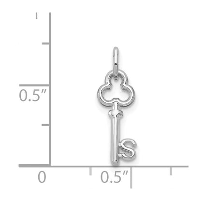 14K Weißgold Key Buchstabe S Initiale Charm