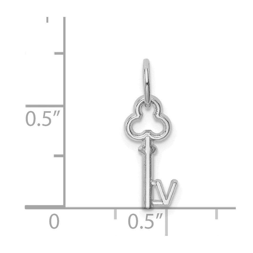 14K Weißgold Key Buchstabe V Initiale Charm
