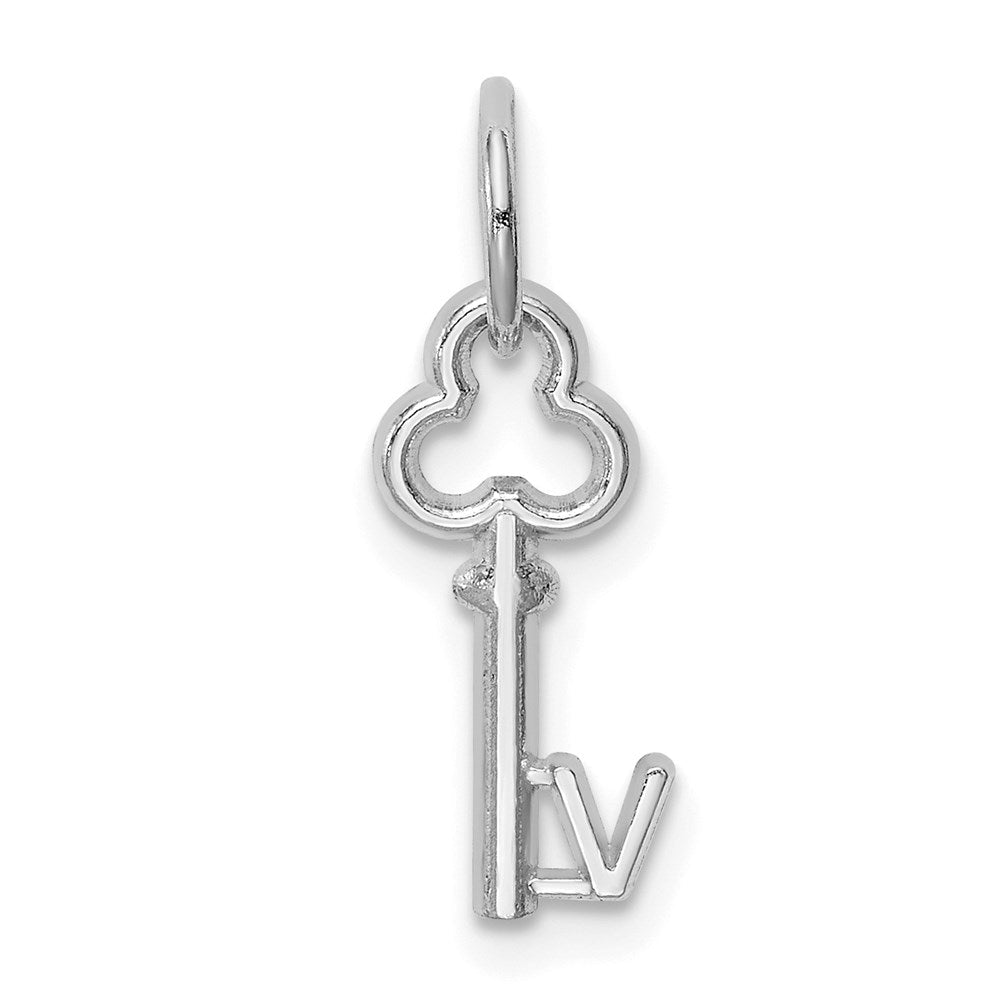 14K Weißgold Key Buchstabe V Initiale Charm