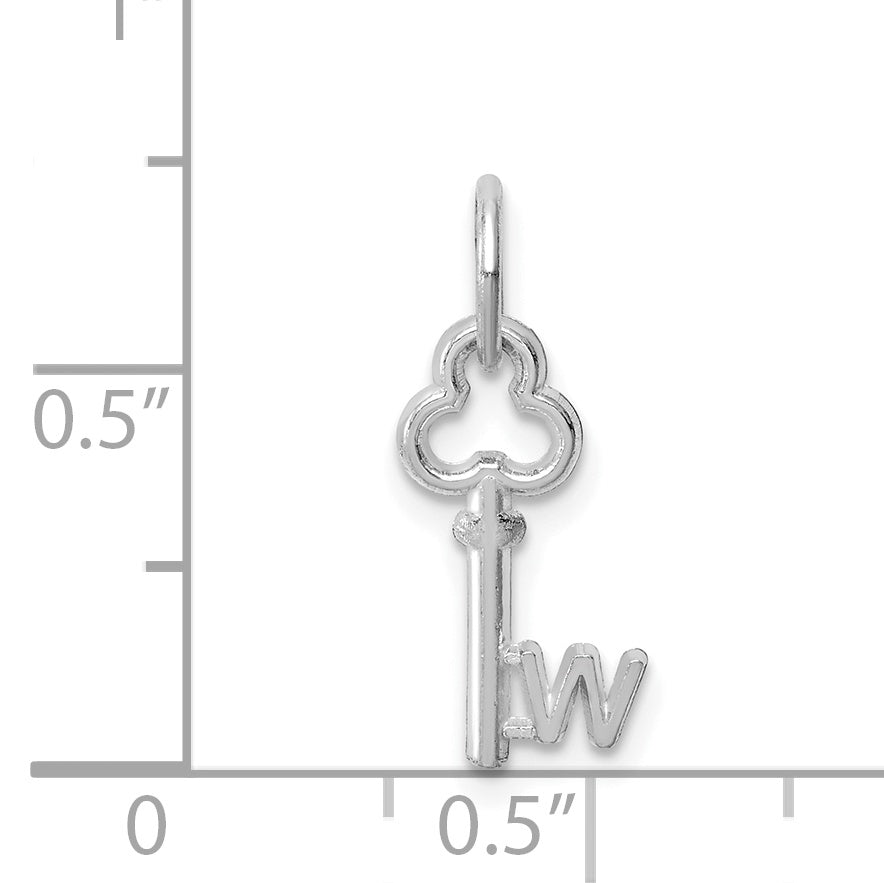 14K Weißgold Key Buchstabe W Initiale Charm