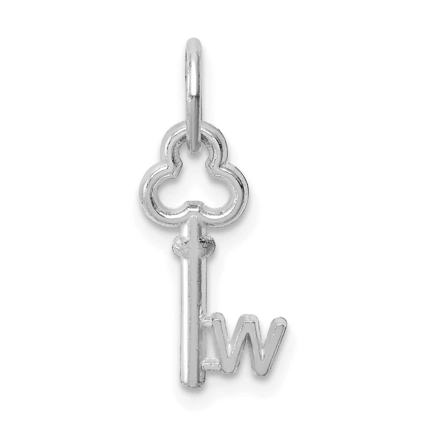 14K Weißgold Key Buchstabe W Initiale Charm
