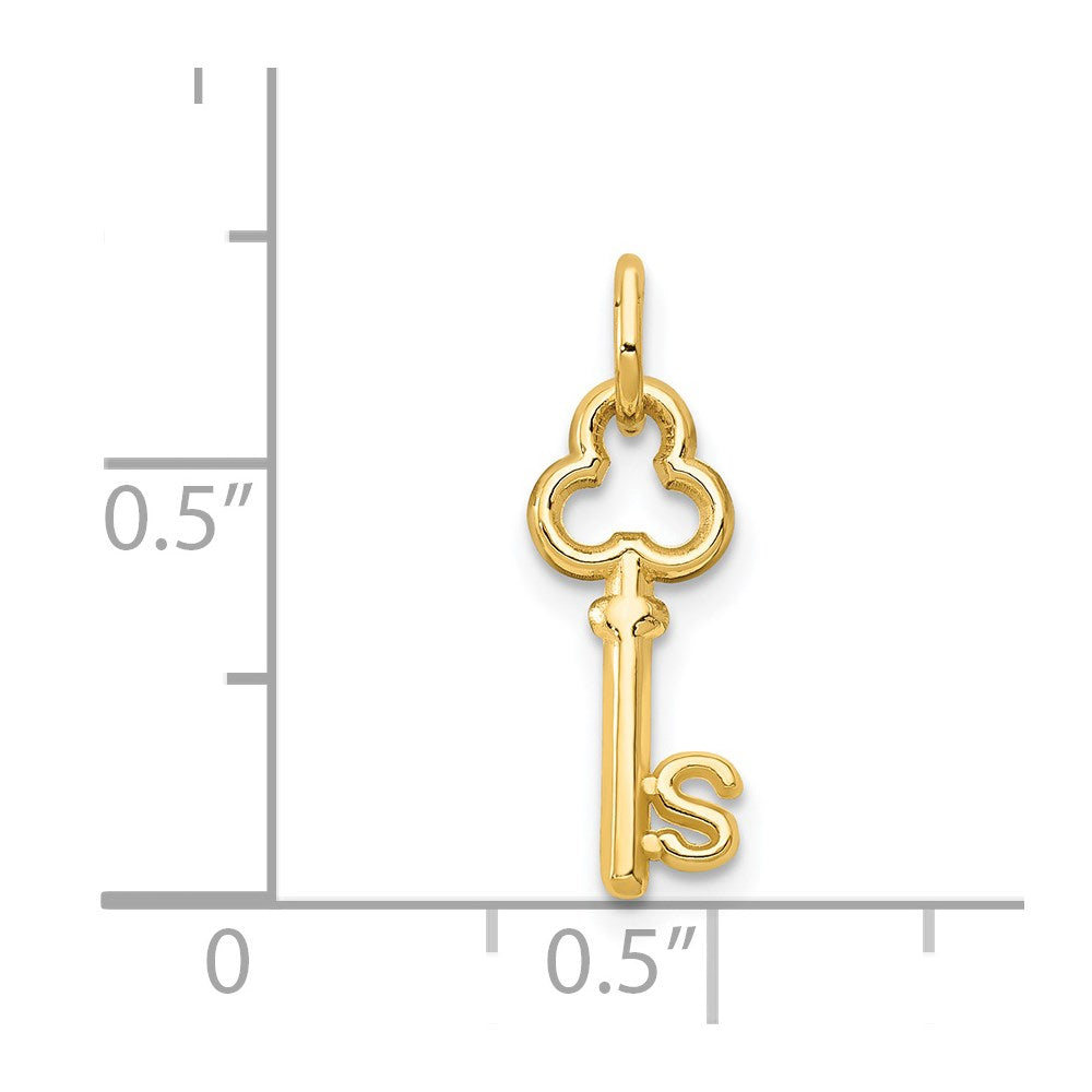 14K Gelbgold Key Buchstabe S Initiale Charm