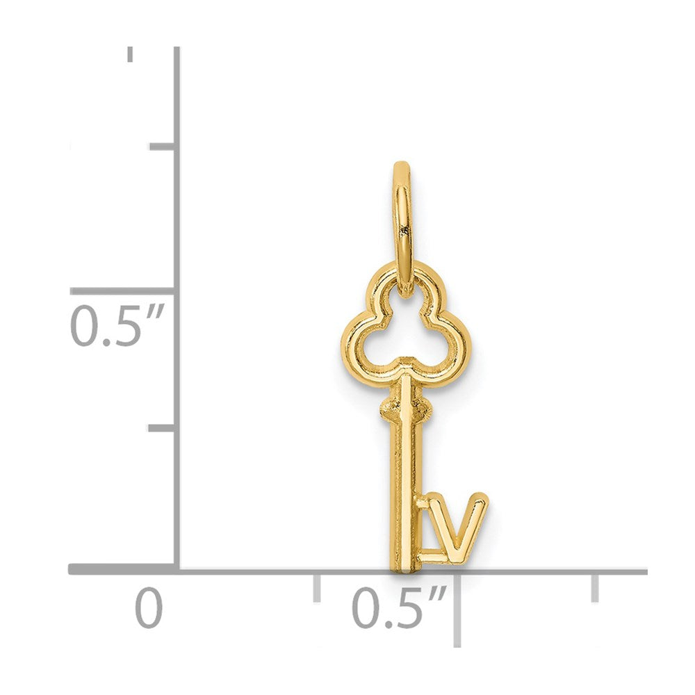 14K Gelbgold Key Buchstabe V Initiale Charm