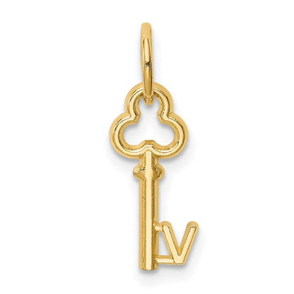14K Gelbgold Key Buchstabe V Initiale Charm