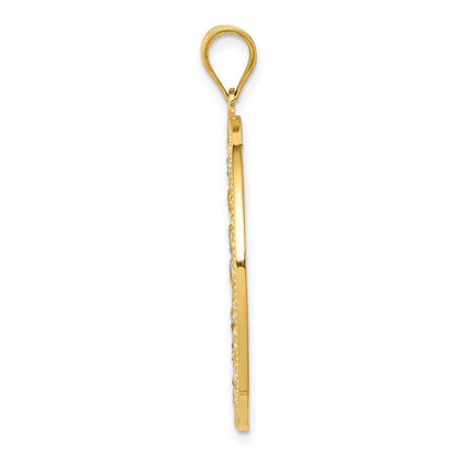 14 Karat Gelbgold und Rhodium mit Rhodiumbeschichtung, Diamant-Kreisanhänger mit Diamantschliff