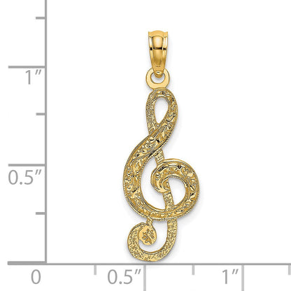 14K Gelbgold Noten Schlüssel Charm