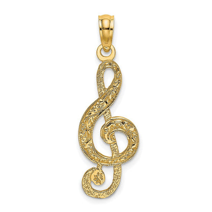 14K Gelbgold Noten Schlüssel Charm