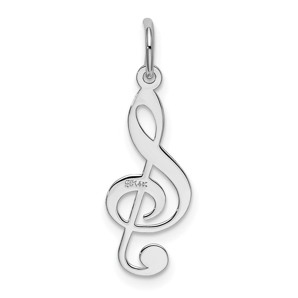 14K Weißgold Poliert Noten Schlüssel Charm
