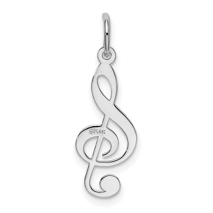 14K Weißgold Poliert Noten Schlüssel Charm