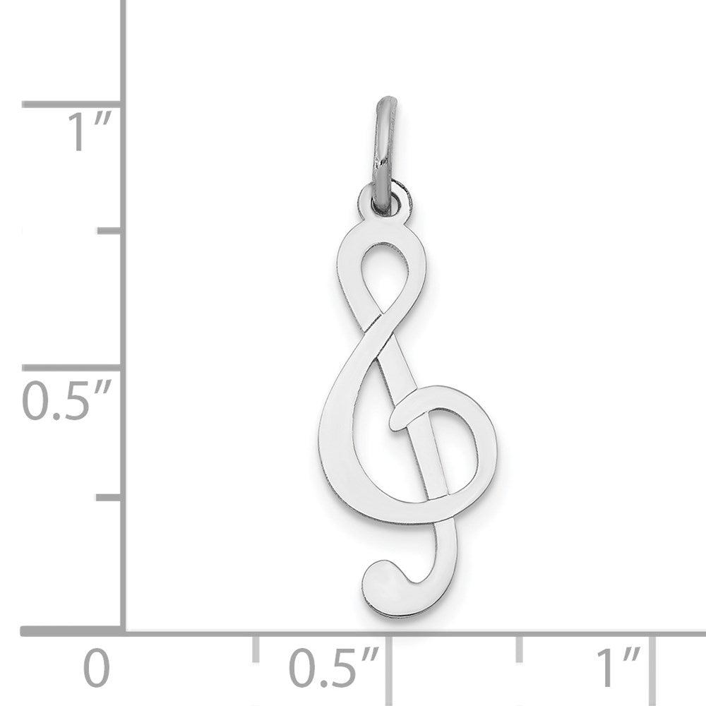 14K Weißgold Poliert Noten Schlüssel Charm