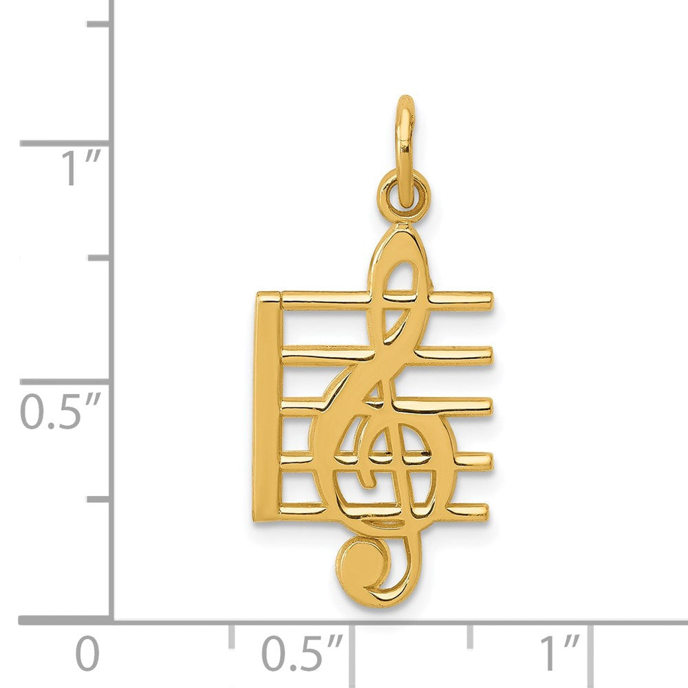 14K Gelbgold Musical Staff Charm