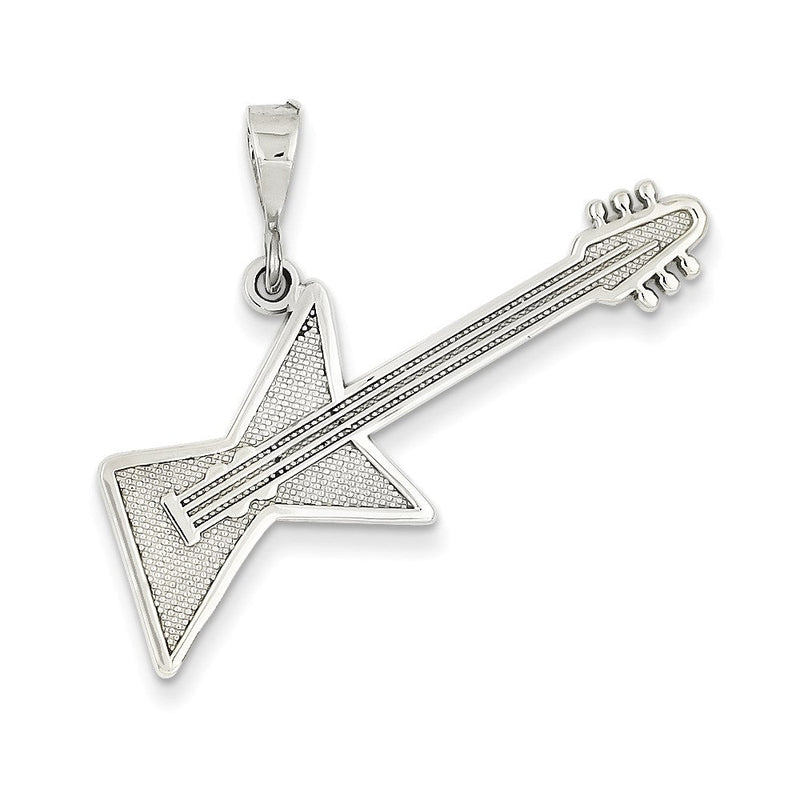 14K Weißgold WG Gitarren-Anhänger