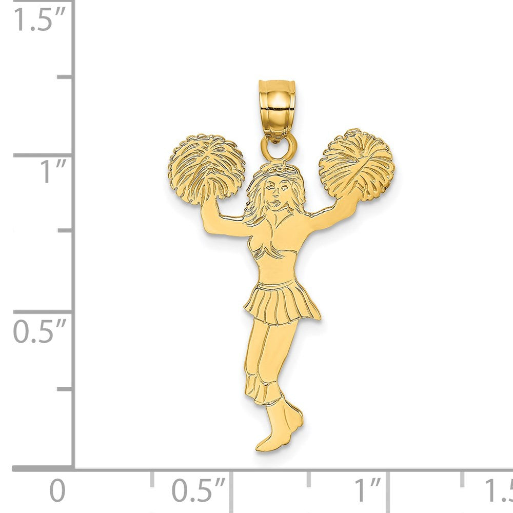 14K Gelbgold Cheerleader mit Pom-poms Charm