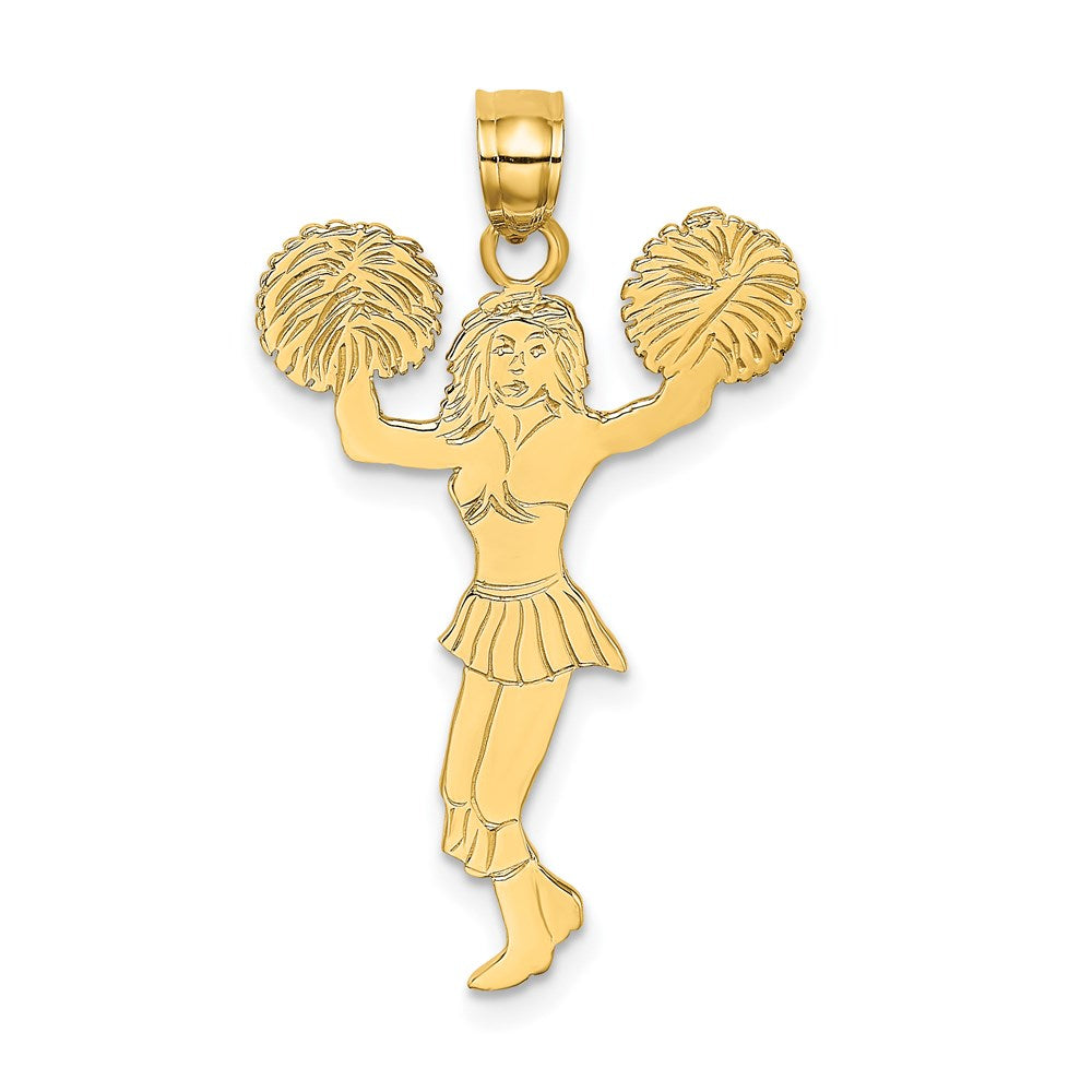 14K Gelbgold Cheerleader mit Pom-poms Charm