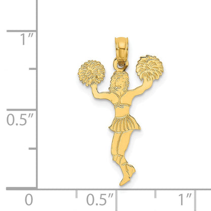 14K Gelbgold Cheerleader mit Pom-poms Charm