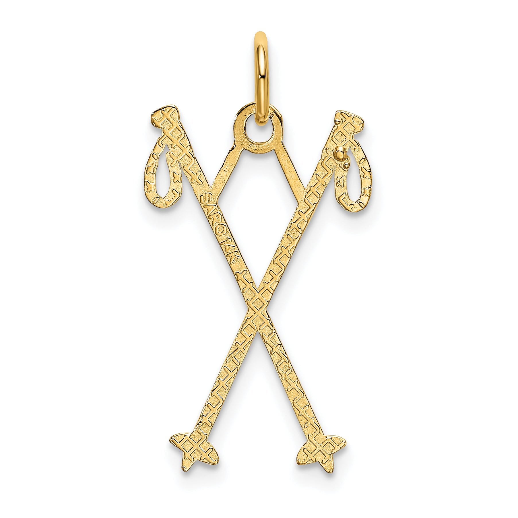 14K Gelbgold Ski Poles Charm