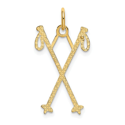 14K Gelbgold Ski Poles Charm