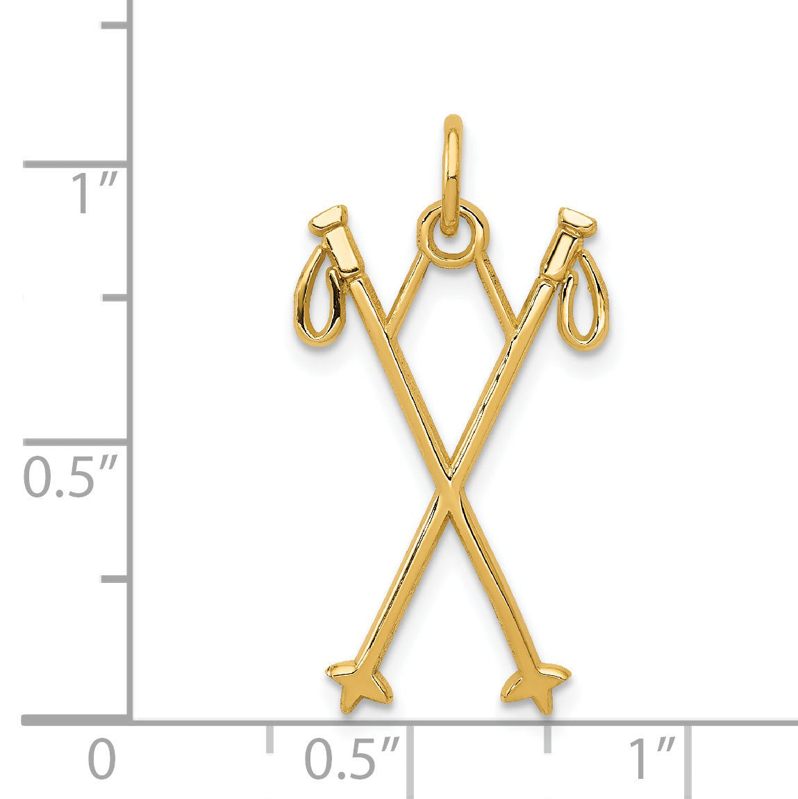 14K Gelbgold Ski Poles Charm