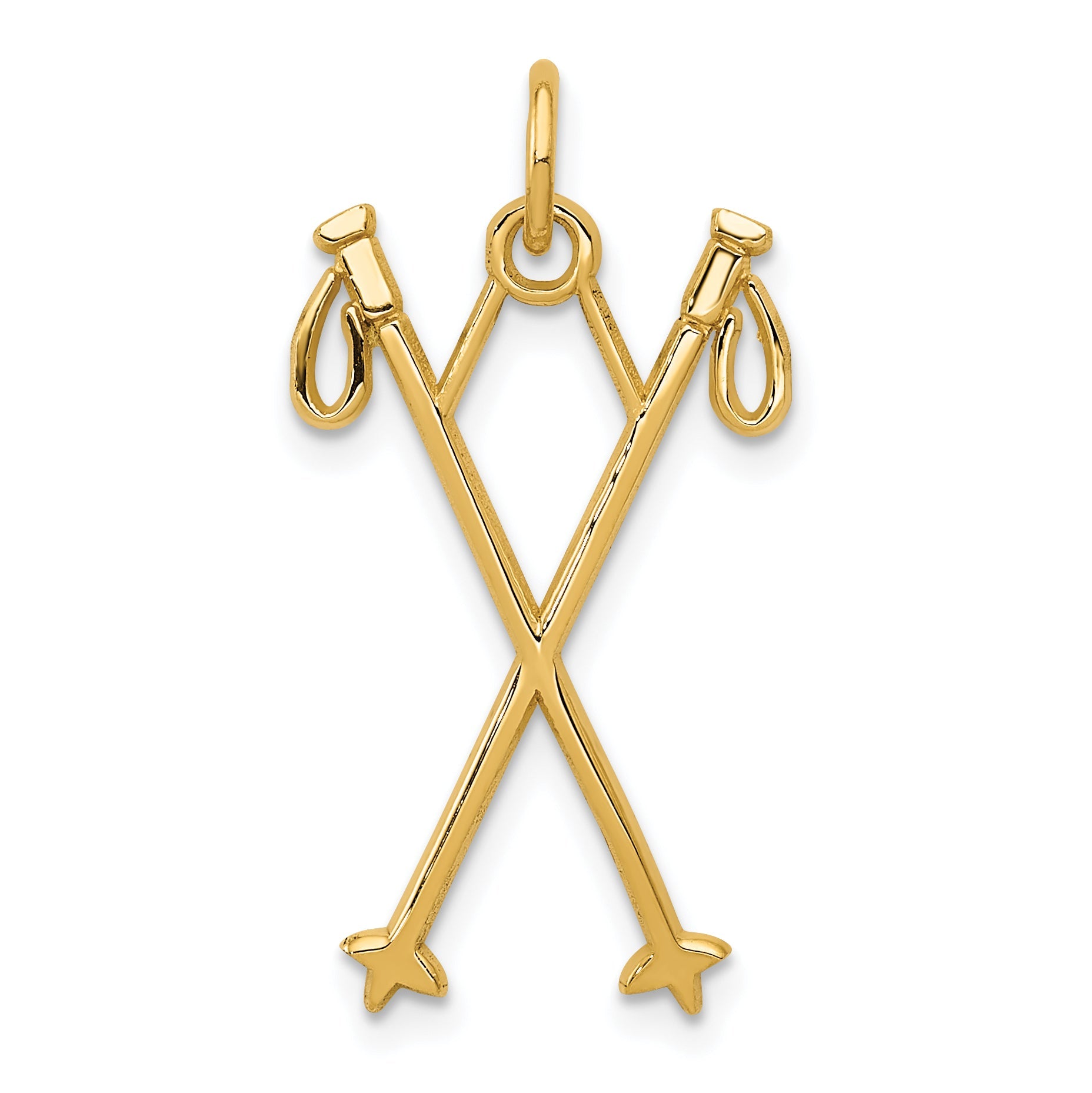14K Gelbgold Ski Poles Charm