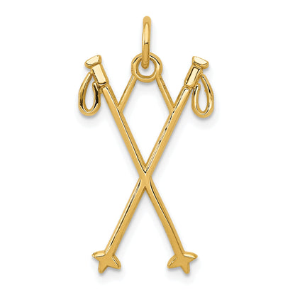 14K Gelbgold Ski Poles Charm