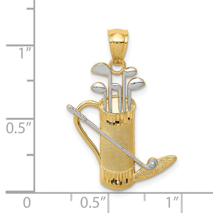 14K Gelb & Rhodium und Golf Bag Anhänger