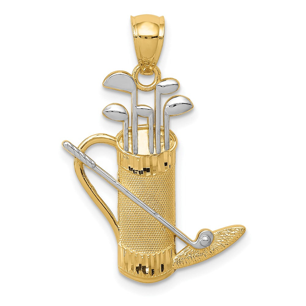 14K Gelb & Rhodium und Golf Bag Anhänger