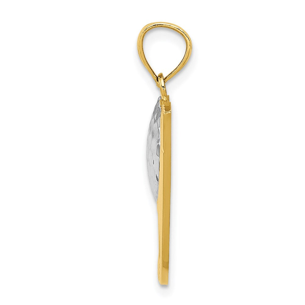 14 Karat Gelbgold und Rhodium-Gold mit Rhodium, Golf-Anhänger