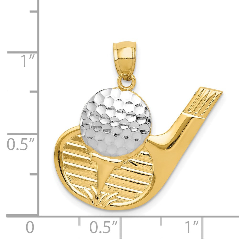 14 Karat Gelbgold und Rhodium-Gold mit Rhodium, Golf-Anhänger
