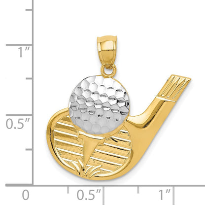 14 Karat Gelbgold und Rhodium-Gold mit Rhodium, Golf-Anhänger