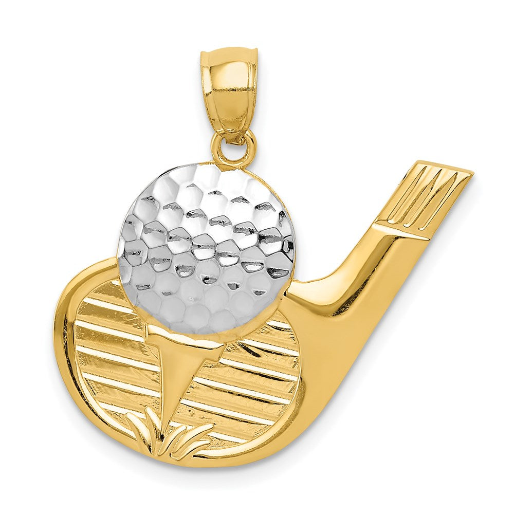14 Karat Gelbgold und Rhodium-Gold mit Rhodium, Golf-Anhänger