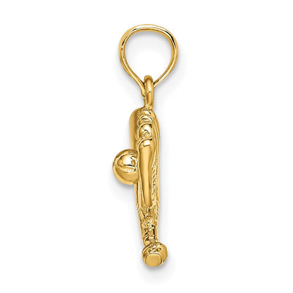 14K Gelbgold Baseball, Bat und Glove Charm