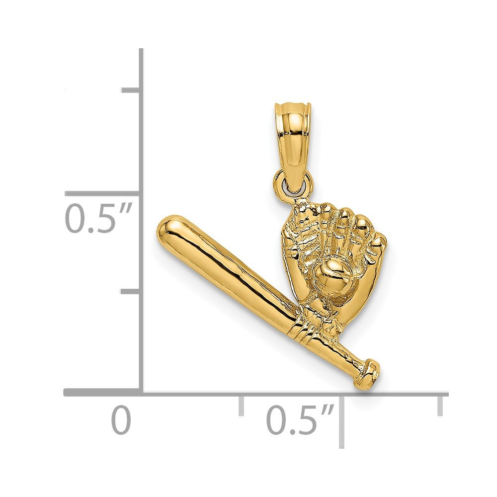 14K Gelbgold Baseball, Bat und Glove Charm