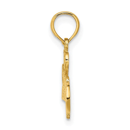 14K Gelbgold I Herz Fußball mit Kugel Charm