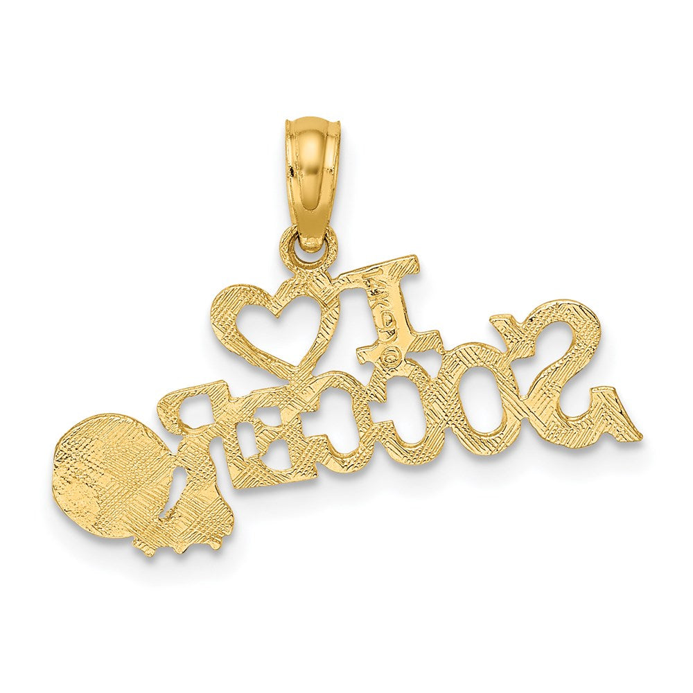 14K Gelbgold I Herz Fußball mit Kugel Charm