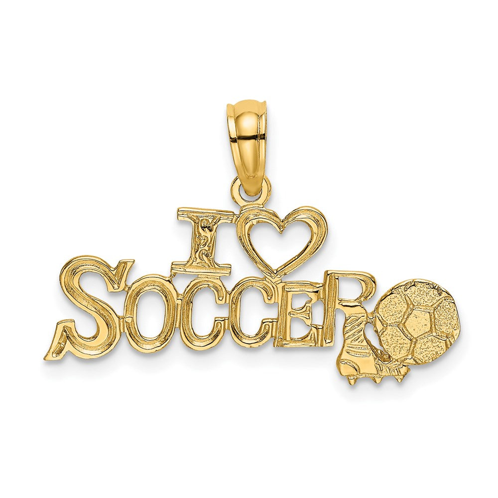 14K Gelbgold I Herz Fußball mit Kugel Charm
