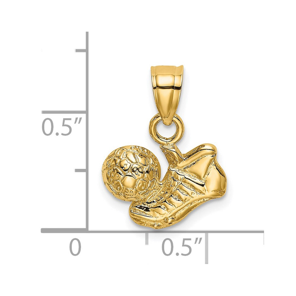14K Gelbgold Fußball Kugel mit Schuh Charm