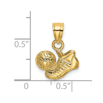 14K Gelbgold Fußball Kugel mit Schuh Charm