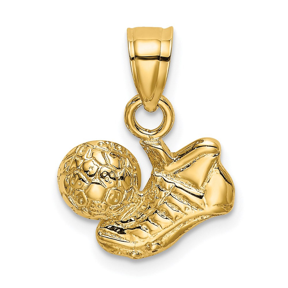 14K Gelbgold Fußball Kugel mit Schuh Charm