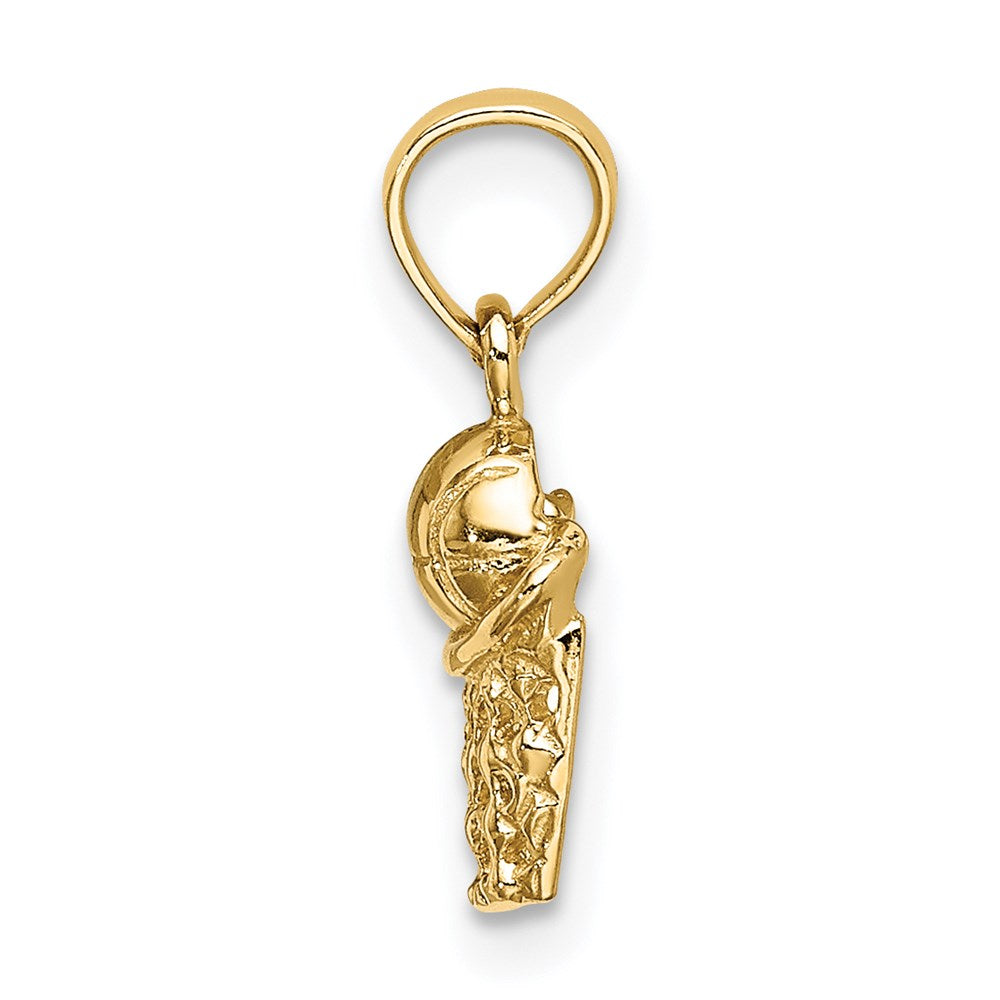 14K Gelbgold Basketball mit Net Charm