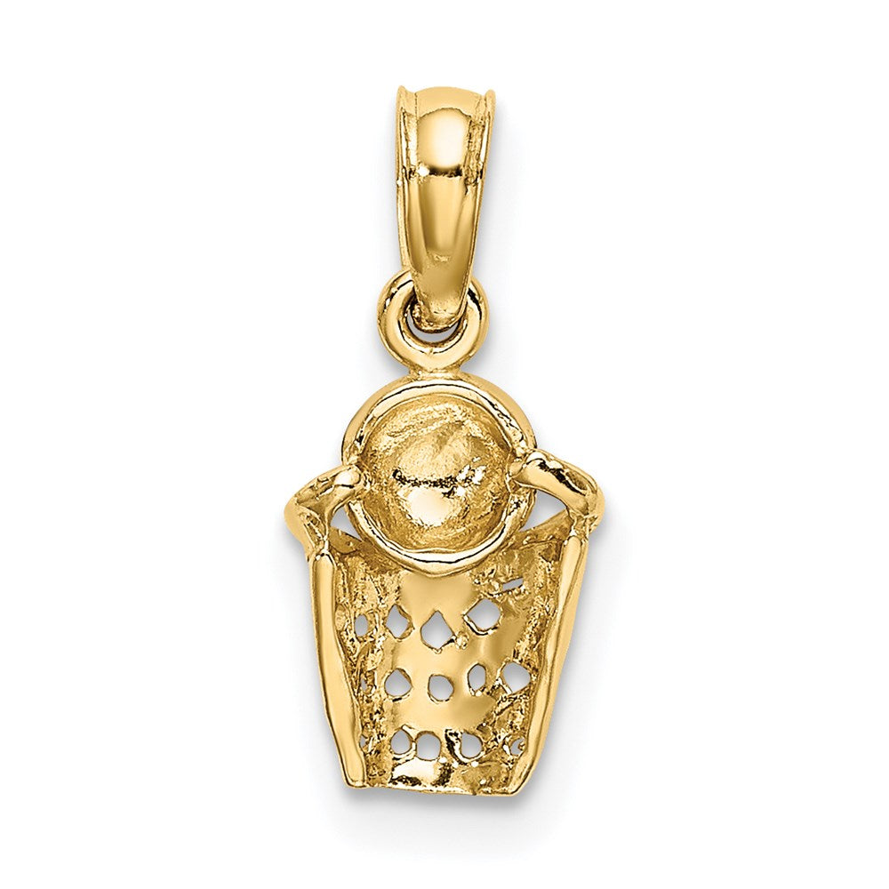14K Gelbgold Basketball mit Net Charm