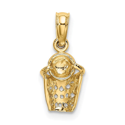 14K Gelbgold Basketball mit Net Charm