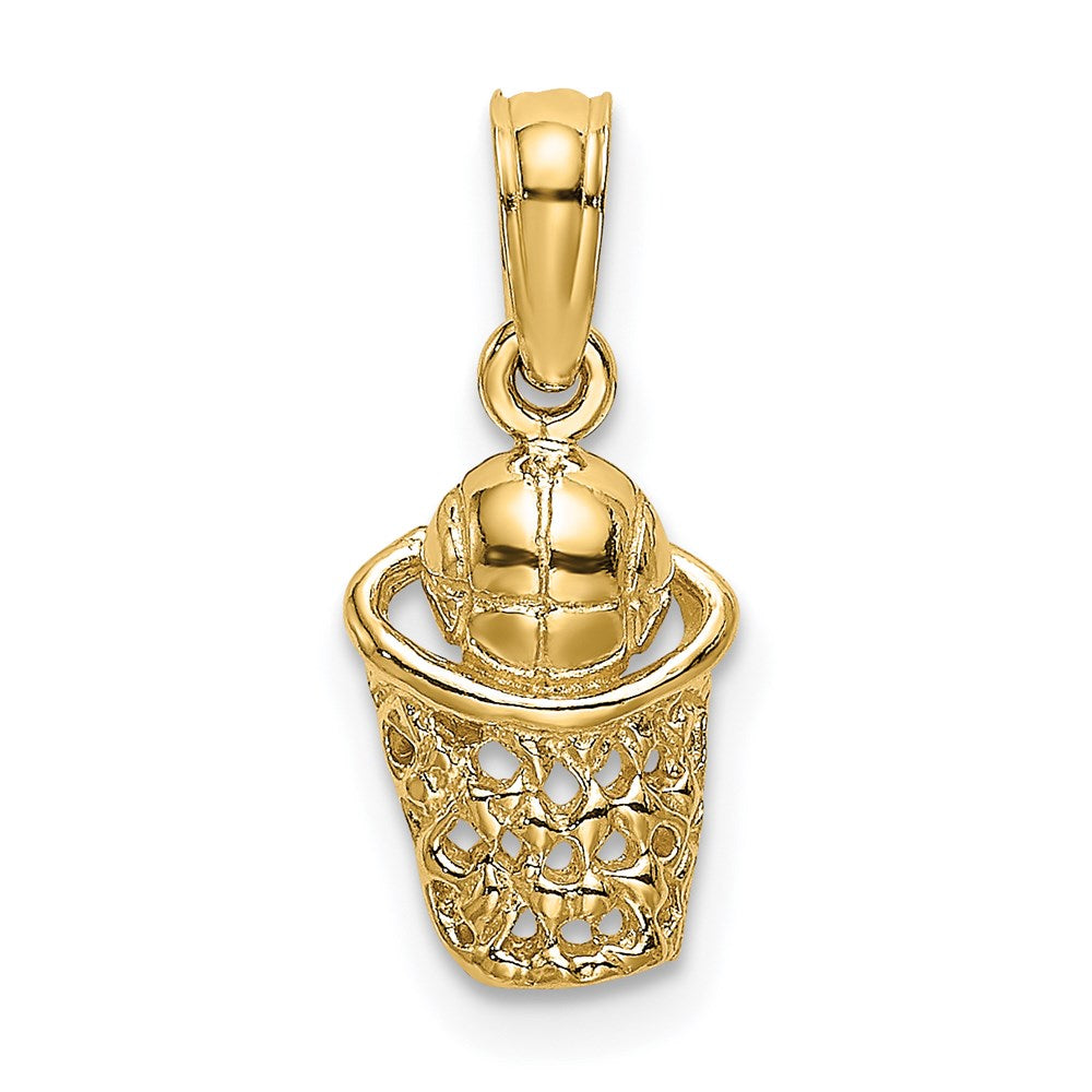 14K Gelbgold Basketball mit Net Charm