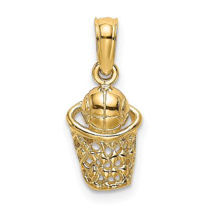 14K Gelbgold Basketball mit Net Charm