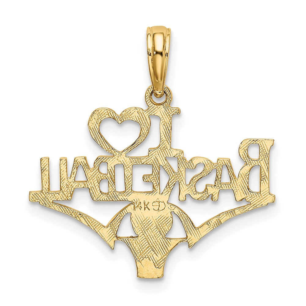 14K Gelbgold I Herz Basketball mit Kugel und Net Charm