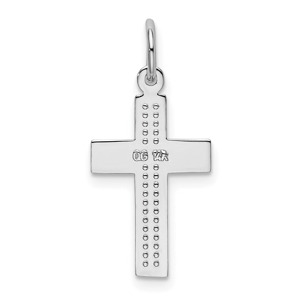 14K Weißgold Kreuz Anhänger