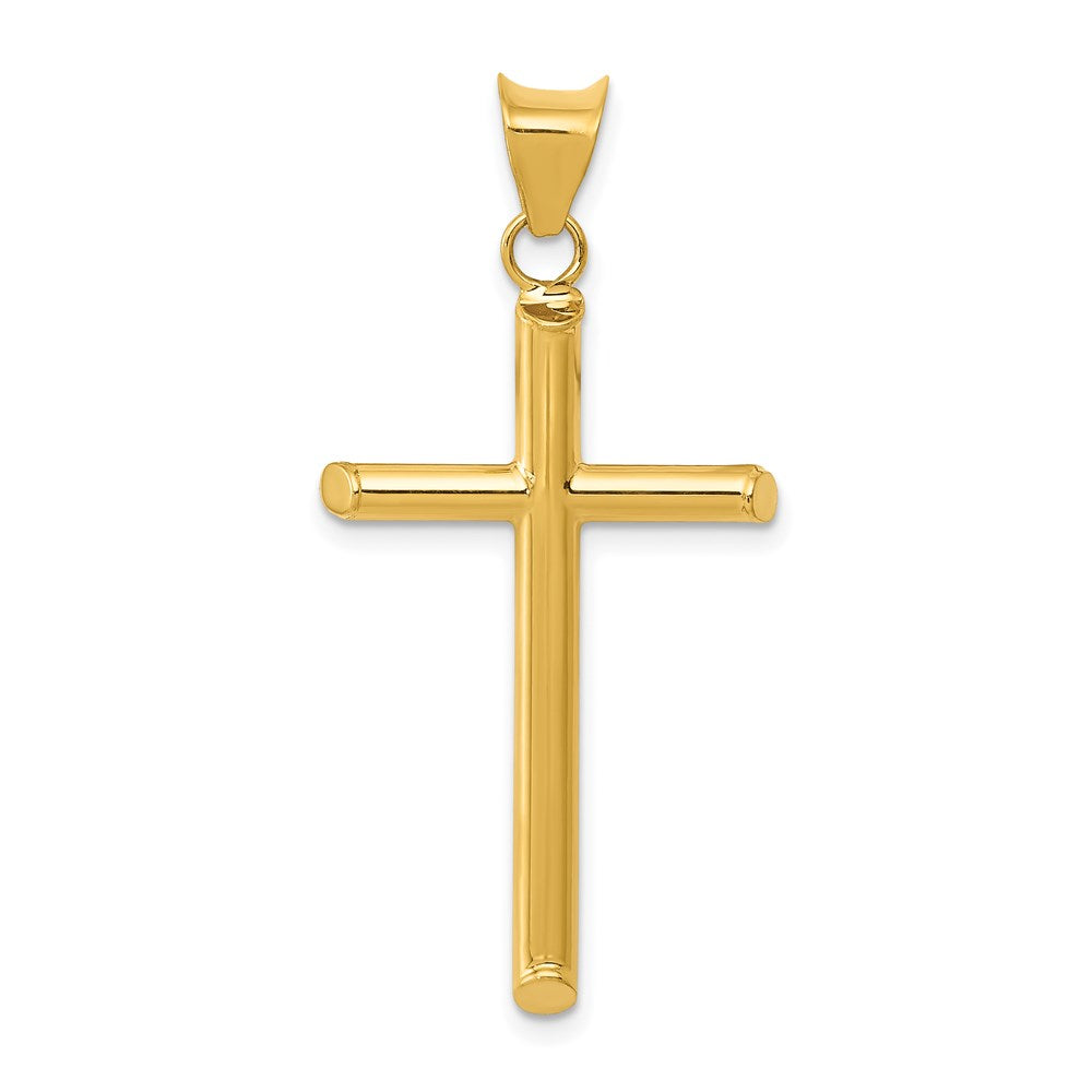 14K Gelbgold 3-d Poliert Hohl Kreuz Anhänger